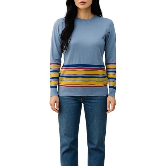 Derek Lam 10 Crosby Cashmere Silk Blend Striped Sweater Blue Size XS - Picture 2 of 8